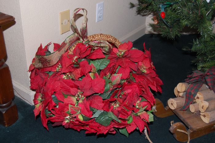 Christmas decorations - basket of poinsettias 