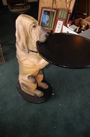 Fun hound dog standing serving tray table
