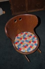 Vintage wood child's rocking chair barrel style