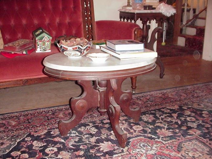Victorian coffee table, marble top
