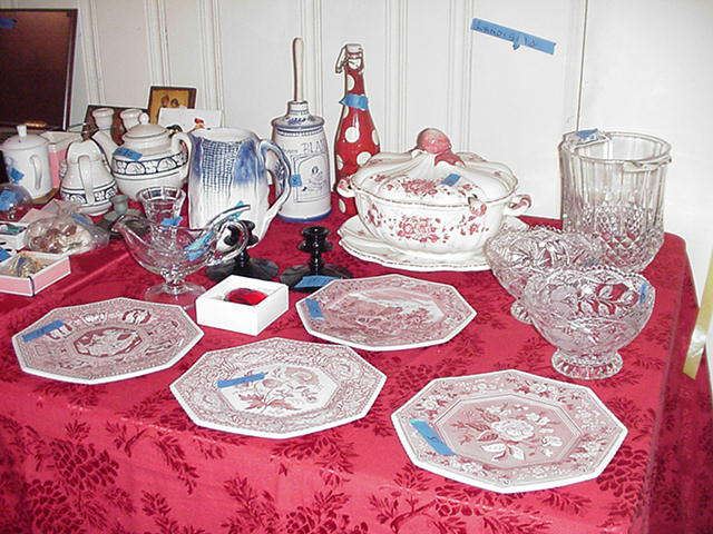 Spode plates; tureen made in Italy; glassware, and more