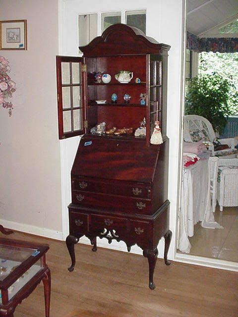 Drop front secretary with bookcase or display above