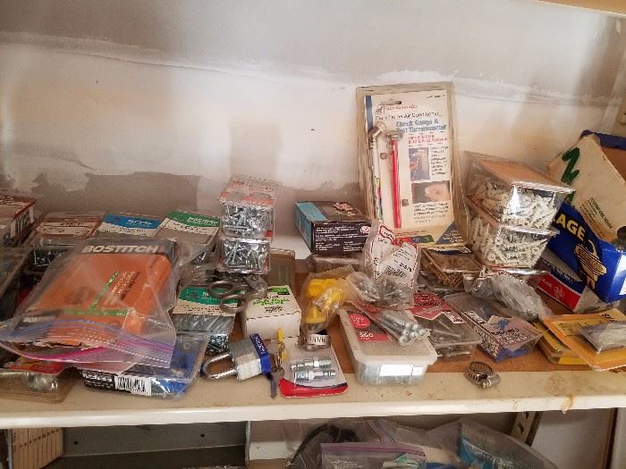 screws, bolts, nails, etc, unopened boxes