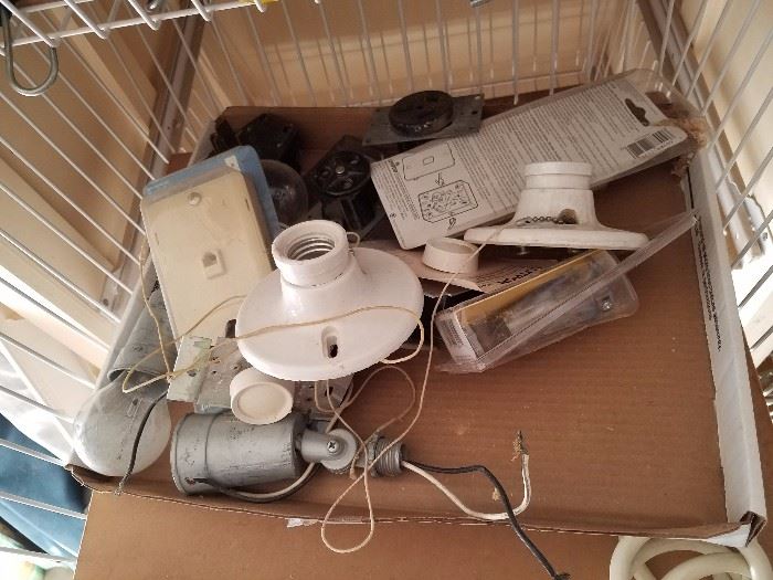 electrical supplies, boxes and boxers, some never opened
