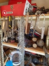 chains all lenghts, tool chests, wrenches, gauges, sanders, polishers,