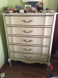 French Provincial Chest of Drawers. Two Twin Beds Match