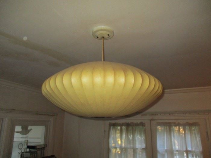 ONE OF 2 PAPER SHADE HANGING LAMPS GEORGE NELSON DESIGN