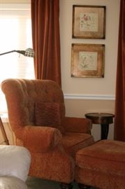 Upholstered Easy Chair & Ottoman, Art