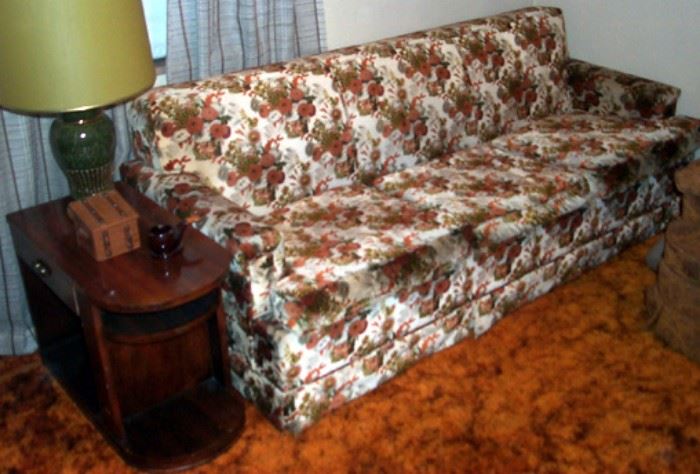 Floral sofa and end table