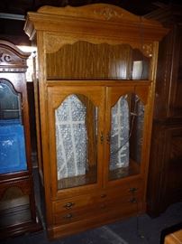 CHINA CABINET-GLASS SHELVES AND DOORS INSIDE UNIT