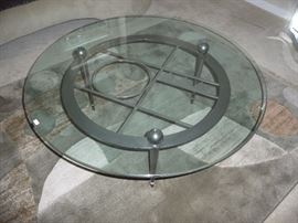DESIGNER GLASS TOP METAL BASE COFFEE TABLE