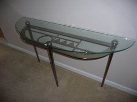 DESIGNER GLASS TOP METAL BASE SOFA TABLE