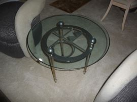 DESIGNER GLASS TOP METAL BASE SIDE TABLE
