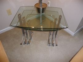 GLASS TOP/METAL BASE STACKING SIDE TABLES