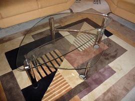GLASS/METAL BASE COFFEE TABLE