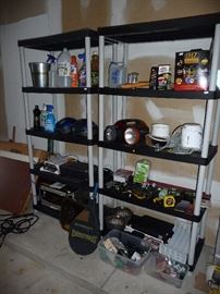 GARAGE ITEMS, PLASTIC SHELVING UNITS