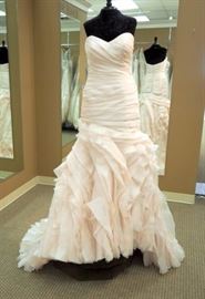 Sottero and Midgely Fit and Flare Ruched Wedding Gown, Soft Blush, Size 10