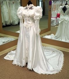 Vintage Wedding Gown, White, Approximate Size 6