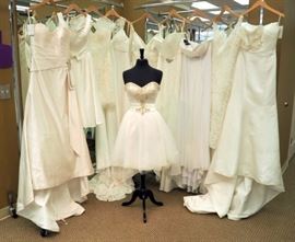 Derek Kiang Gowns and Jasmine Gown, Total Qty 10; Includes Derek Kiang: 11142, Ivory, Size 6; 11080, Ivory Size 6; 11031, Ivory, Size 8; 11166, Ivory, Size 12