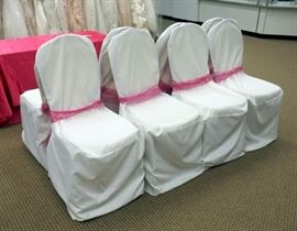 Metal Frame Stacking Banquet Chairs w/Chair Covers, Qty 8
