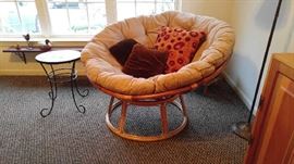 Rattan easy chair with cushion