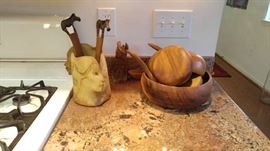 Small sample of many wood and pottery items