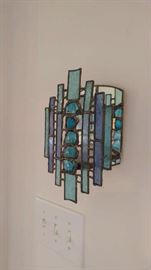 Stained glass candle sconce