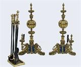 29. PAIR OF CONTINENTAL BRASS ANDIRONS