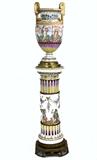 32. CAPO DI MONTE PORCELAIN URN ON PEDESTAL