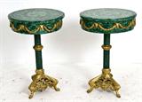 37. PAIR OF MALCHITE AND DORE BRONZE OCCASIONAL TABLES