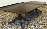43. ENGLISH MAHOGANY DOUBLE PEDESTAL DINING TABLE