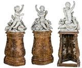 75. PAIR OF LOUIS XV CARVED AND GRISAILLE-PAINTED CHERUBS