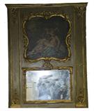 83. FRENCH PAINTED AND PARCEL GILT TRUMEAU MIRROR
