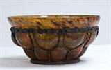 109. FRENCH ART GLASS AND WROUGHT IRON BOWL