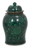 113. CHINESE GREEN AND BLACK GLAZED PORCELAIN COVERED JAR