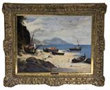 127. ATTRIBUTED TO FRANZ RICHARD UNTERBERGER: "ADRIATIC FISHING BOATS ASHORE"