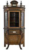 128. ITALIAN INLAID WALNUT, MAHOGANY, AND IVORY-INLAID DISPLAY CABINET