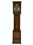 136. DUTCH MAHOGANY AND MARQUETRY TALL CASE CLOCK