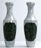 137. PAIR OF BURMESE JADE VERNEER VASES