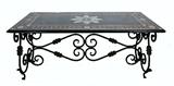 158. SPECIMAN MARBLE TOP AND WROUGHT IRON TABLE