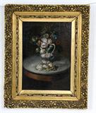 172. MIGUEL PARRA: "TABLE TOP FLORAL STILL LIFE"