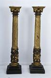 175. PAIR OF CONTINENTAL CARVED AND POLYCHROME COLUMNS