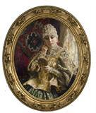 176. ATTRIBUTED TO VLADIMIR MAKOVSKY: "PORTRAIT OF A WOMAN WITH A HAND MIRROR"