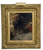189. MAURICE HENRI ORANGE: "AN INTERIOR SCENE WITH AN ELDER SOLDIER BY THE FIRE"