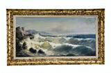 196. EUGENE GARIN: "COASTAL SCENE WITH CRASHING WAVES"