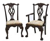 226. SET OF TWELVE CHIPPENDALE STYLE MAHOGANY DINING CHAIRS