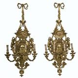 237. PAIR OF FRENCH STYLE GILT BRONZE FOUR-LIGHT SCONCES