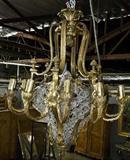 262. FRENCH BRONZE AND BEADED CRYSTAL TWELVE-LIGHT CHANDELIER