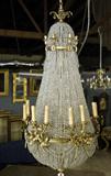 263. FRENCH GILT BRONZE AND BEADED CRYSTAL TWELVE-LIGHT CHANDELIER