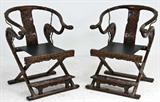 284. PAIR OF CHINESE HORSESHOE-BACK FOLDING CHAIRS